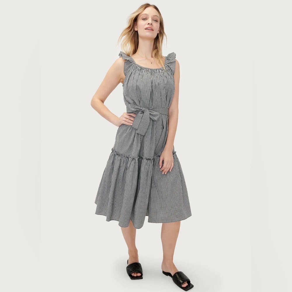NWT HATCH Smocked Secret Nursing Dress - Black Gingham - Size 1 Maternity
